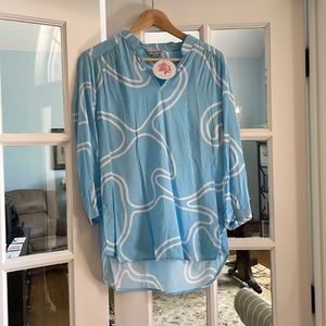 Womens blue tunic shirt by La Mer Luxe size Small